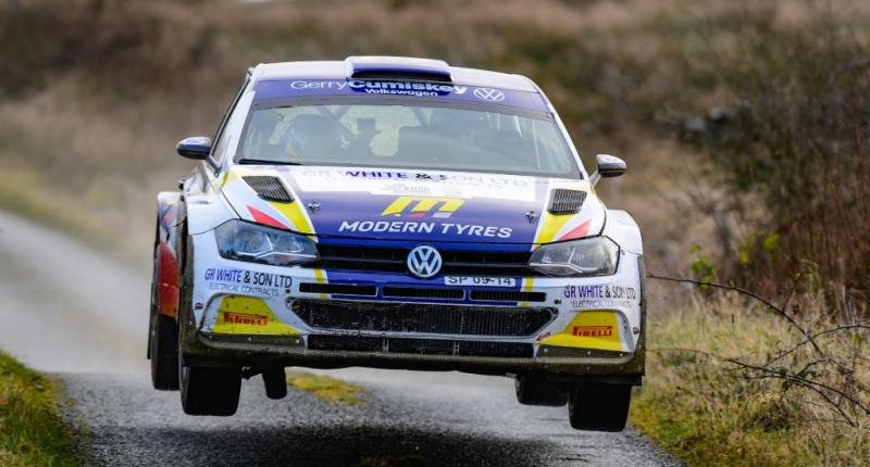ALASTAIR FISHER GETS AIRBORNE DURING THE 2020 GALWAY INTERNATIONAL RALLY